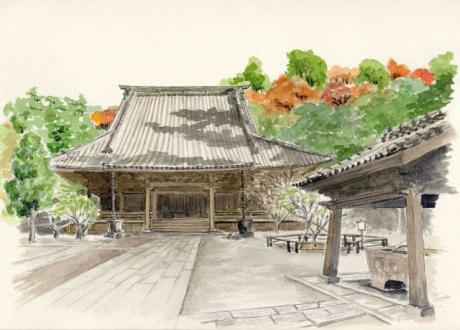 鎌倉妙本寺祖師堂を描く：