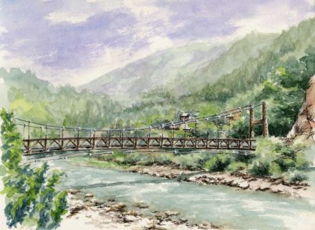 伊那谷の風景･遠山川に架かる橋
