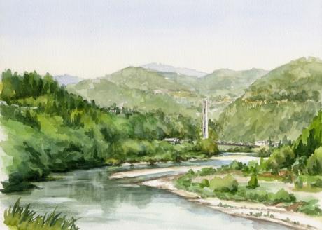 伊那谷の風景･橋の見える風景