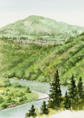 伊那谷の風景･天竜川を見下ろす集落