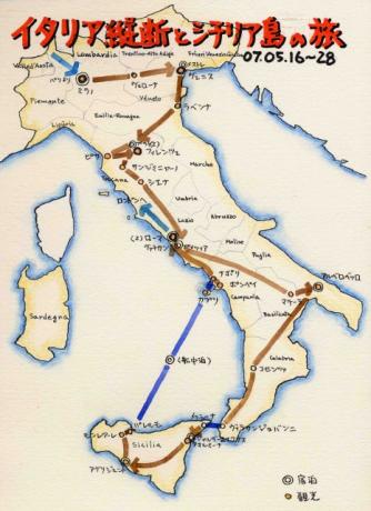 イタリア旅行地図