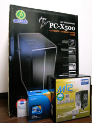 PCケース「PC-X500B」、CPU「Core 2 Duo E7500」、PC電源「SS-600HM」