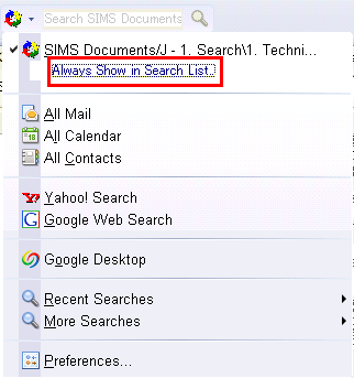 Always show in search list